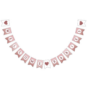 Welkom Baby's Tweeling Roze Goud Baby Shower Stroo Vlaggetjes
