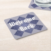 Welkom back Business Mosaic Blue Diamond Employee Kartonnen Onderzetters (Schuin)