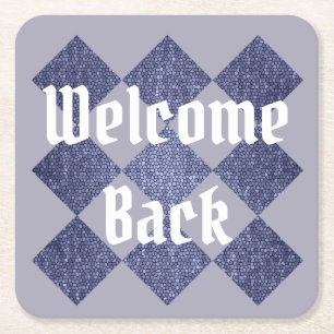 Welkom back Business Mosaic Blue Diamond Employee Kartonnen Onderzetters