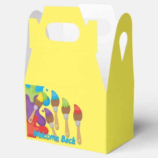 Welkom back-penselen primaire kleuren bedankdoosjes (Geopend)