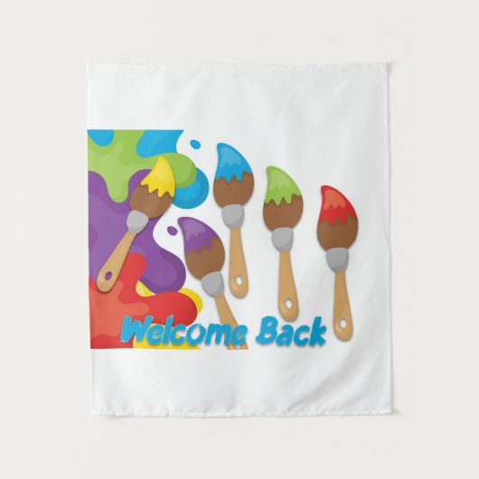 Welkom backpenselen met primaire kleuren wandkleed (Voorkant)