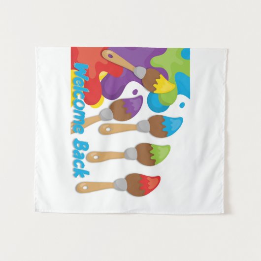 Welkom backpenselen met primaire kleuren wandkleed (Voorkant (horizontaal))