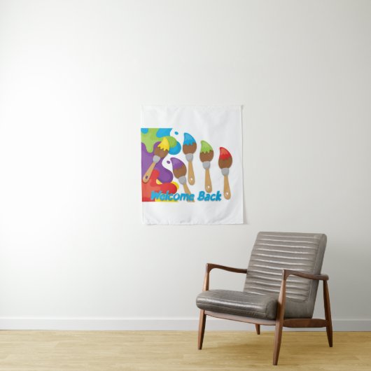 Welkom backpenselen met primaire kleuren wandkleed (In situ)