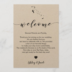Welkom Bahamas Wedding Letter & Itinerary Programmakaart