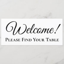 Welkom Banner Kaart voor Wedding Seat Chart