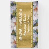 Welkom Banner White Magnolia Gold Banner (Verticaal)
