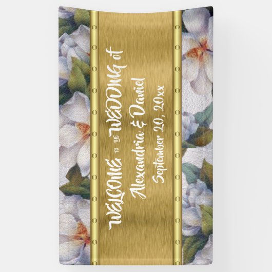 Welkom Banner White Magnolia Gold Banner (Verticaal)