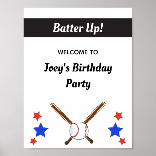 Welkom Baseball Birthday Poster (Voorkant)