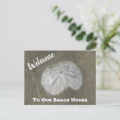 Welkom Beach Home Sand Dollar Photo House Guest Briefkaart (Staand voorkant)