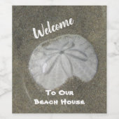 Welkom Beach Home Sand Dollar Photo House Guest Wijn Etiket (Enkel label)