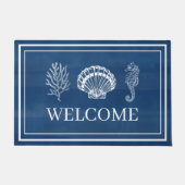 Welkom Beach House Koraal Shell Zeepaardje Deurmat (Voorkant)