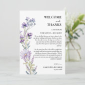 Welkom & bedankt bloemenbruiloft gast tafel Kaart (Staand voorkant)