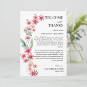 Welkom & bedankt bloemenbruiloft gast tafel Kaart (Staand voorkant)