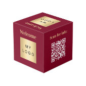 Welkom bedrijf logo QR code bordeauxmenu tafel Kubus (Achter hoekig)