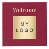 Welkom bedrijf logo QR code bordeauxmenu tafel Kubus (Voorkant)