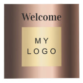 Welkom bedrijf logo QR code brons menutabel Kubus (Voorkant)