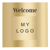 Welkom bedrijf logo QR code gouden menutabel Kubus (Voorkant)