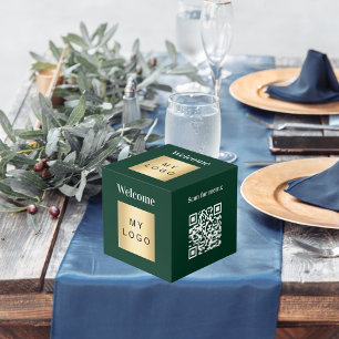 Welkom bedrijf logo QR code groen menu tafel Kubus