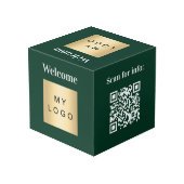 Welkom bedrijf logo QR code groen menu tafel Kubus (Achter hoekig)