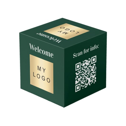 Welkom bedrijf logo QR code groen menu tafel Kubus (Achter hoekig)