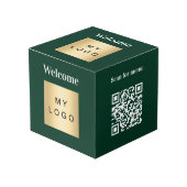Welkom bedrijf logo QR code groen menu tafel Kubus (Voorkant hoekig)
