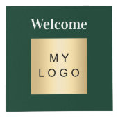 Welkom bedrijf logo QR code groen menu tafel Kubus (Voorkant)