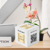 Welkom bedrijf logo QR code hout menu tafel Kubus