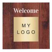Welkom bedrijf logo QR code hout menu tafel Kubus (Voorkant)