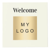 Welkom bedrijf logo QR code ivoor menutabel Kubus (Voorkant)