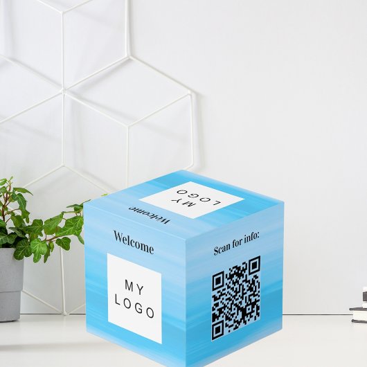 Welkom bedrijf logo QR code menu oceaantafel Kubus