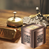 Welkom bedrijf logo QR codes bronzen info tabel Kubus