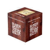 Welkom bedrijf logo QR codes hout info tabel Kubus (Achter hoekig)