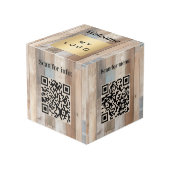 Welkom bedrijf logo QR codes hout info tabel Kubus (Voorkant hoekig)