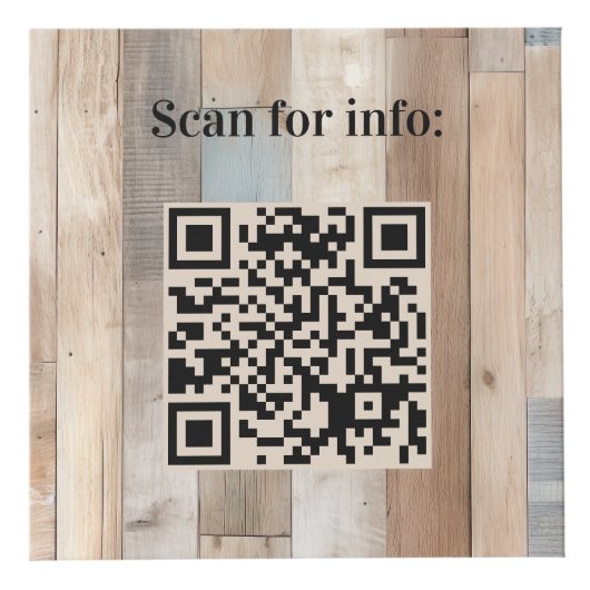 Welkom bedrijf logo QR codes hout info tabel Kubus (Voorkant)