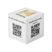 Welkom bedrijf logo QR codes hout info tabel Kubus (Achter hoekig)