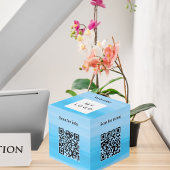 Welkom bedrijf logo QR codes info oceaan tafel Kubus