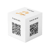 Welkom bedrijf logo QR codes info witte tafel Kubus (Voorkant hoekig)