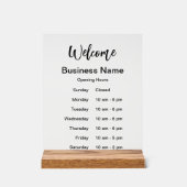 Welkom Bedrijfsnaam Uren van verrichting Acryl Bord (Voorkant)