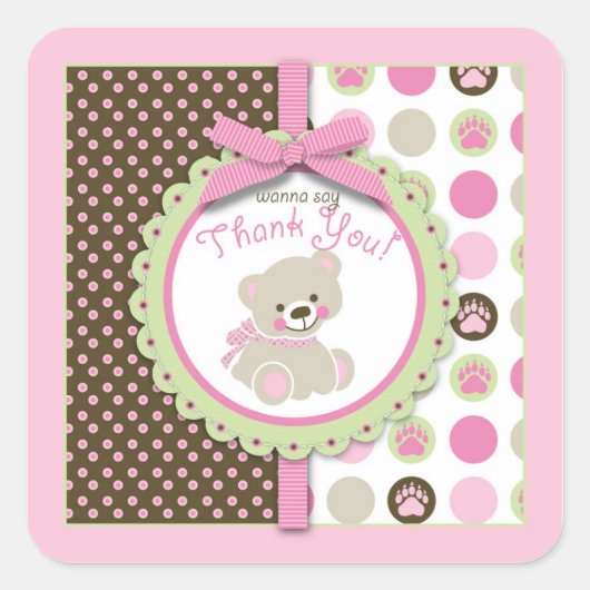 Welkom Beer Meisje TY Square Sticker (Voorkant)
