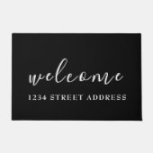 Welkom, bericht en adres | Zwart-wit Deurmat (Voorkant)