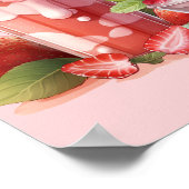 Welkom Berry 1e Verjaardag Roze Rode Aardbei Poster (Hoek)