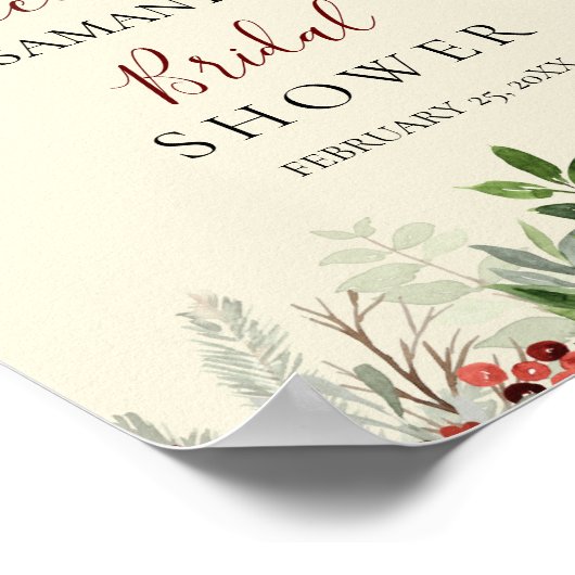 Welkom Berry Winter | Bruiloftfeest Sign Poster (Hoek)