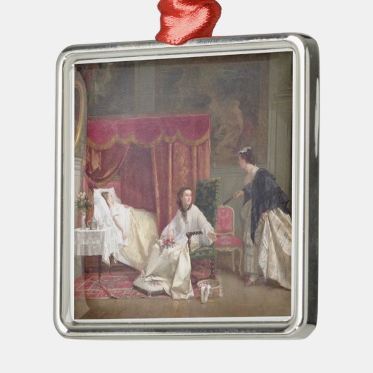 Welkom bezoeker, 1867 (olie op canvas) metalen ornament (Links)