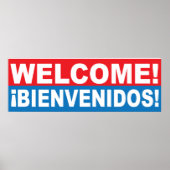 Welkom Bienvenidos Engelse Spaanse Banner Poster (Voorkant)