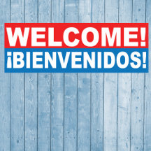 Welkom Bienvenidos Engelse Spaanse Banner