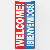 Welkom Bienvenidos English Spanish Banner (Verticaal)