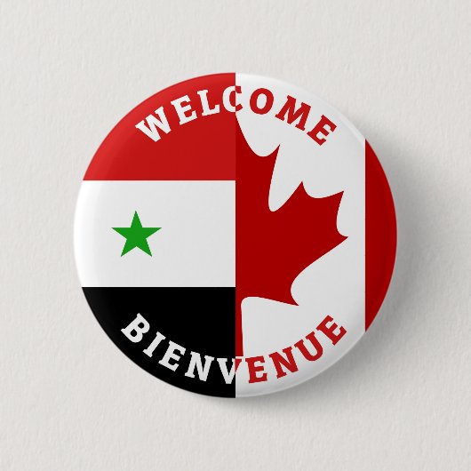 Welkom Bienvenue Syriërs Ronde Button 5,7 Cm (Voorkant)
