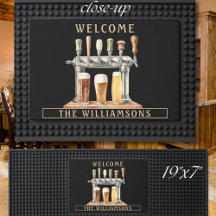 Welkom Bier Tijd Familienaam Monogram Zwart