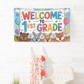 Welkom bij 1e klas banner voor leraren klaslokaal (Insitu)