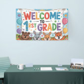 Welkom bij 1e klas banner voor leraren klaslokaal (Beurs)